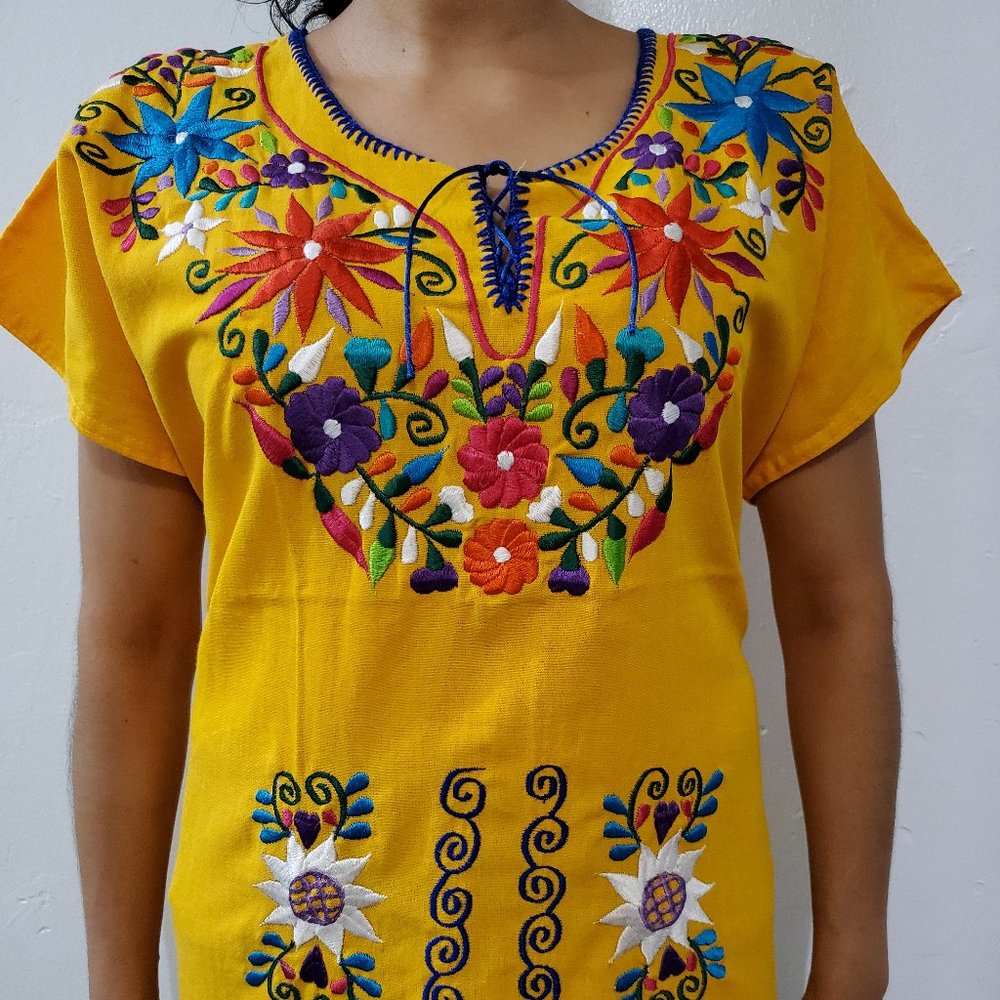 Yellow/Multicolor  Mexican Artisanal Blouse